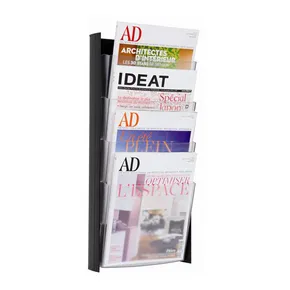 Držiak na katalógy, čierny, nástenný, A45, 4 oddiely, ALBA